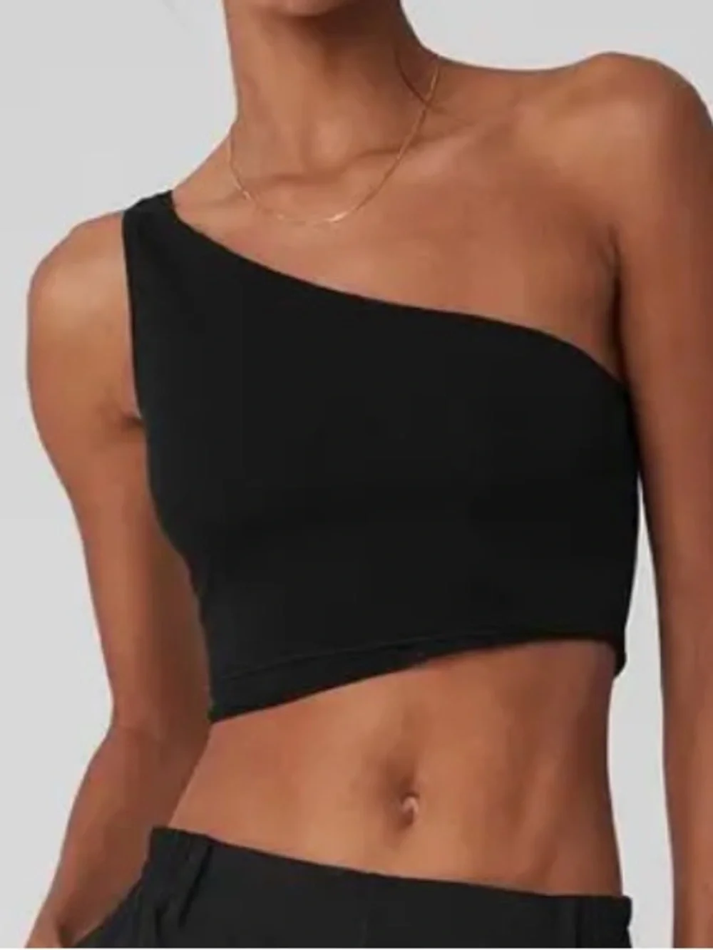 ALO Yoga One-Shoulder Black Crop Tank
